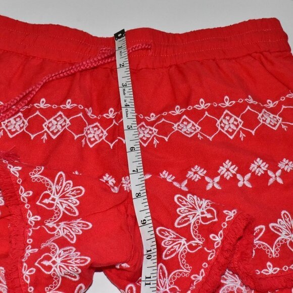 Loft Boho Linen Pull On Tassel Tie Fringe Embroidered Shorts Size XS - Picture 5 of 14